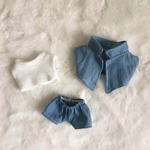 10cm인형옷 솜 무속성 의상 봉제 후드티 세트, 10cm 이하, 데님 세트