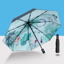 파라솔바람막이 낚시 받침대 파라솔 각도기 자동 우산 비 태양 자외선 방풍 비치 소녀 파라솔 접는 휴대용, 02 Koi play lotus