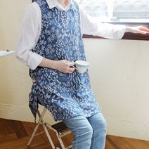 리프 인견 여름 앞치마 2color 원피스앞치마 인견앞치마 공방, 블루