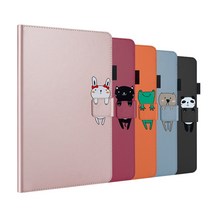 갤럭시탭S6라이트 S5e 탭A A6 A7 A8 심플 캐릭터 스탠드 펜슬롯 가죽 플립 태블릿 케이스, stc063 오렌지