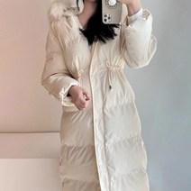 카스페 웰론 100% 페이크 폭스 퍼 슬림 하프 패딩 트렌치 겨울 퍼 롱패딩 코트