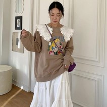 여성 레이스 맨투맨