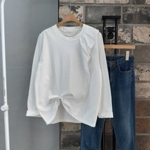 상상그이상 여성용 국내제작 3단 주름 티셔츠 고급스런 탄탄한 블라우스 느낌 파스텔 컬러 정장 스타일 자켓 속 이너 여성스러운 가성비 좋은 긴팔 간절기 티셔츠