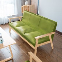 엔틱 소파 가죽 레트로 천연 고풍 넓은 홈쇼핑 거실 북유럽 명품 통가죽, 1인승(0.65m) 39cm, 원목색 선반-연두색