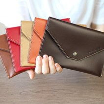 모두샵 수제 천연 가죽 통장지갑 통장케이스 이니셜각인가능, 각인안함, 브라운, 1개
