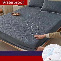 밍크이불 입는담요 양모담요 탄성 퀸 킹 사이즈 매트리스 프로텍터 솔리드 침대 커버가 있는 누비질 100 방수 장착 시트(베개 케이스 주문 필요), 블랙 그레이, 베갯잇 48x74cmx2