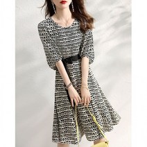 벨트분리 여리 튤립 프린팅 루즈핏 반팔원피스 VLF 티셔츠 프릴 시원한여름 면 큰