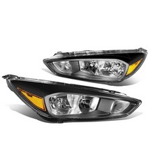 [DNA MOTORING 정품] HL-OH-FF16-CH-AM 페어 크롬 하우징 앰버 코너 헤드라이트 교체품 15-18 포커스 할로겐 모델에 적합 688446, Black / Amber
