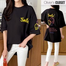 [올리비에클로짓(OLIVIERs CLOSET)] [올리비에스클로젯] 스마일 영문나염 루즈핏