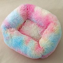 강아지 하우스 소형 고양이 집 개 침대 소파 긴 플러시 사각형 개집 겨울 따뜻한 매트 둥지 부드러운 미끄럼 방지 바구니 쿠션 애완 동물 용품, multi색상+43x35x20cm