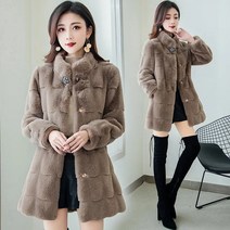 후드 밍크 모피 털 코트 신제품 중간 길이 모조 용 부드럽고 편안한 루즈핏 Y798 4XL