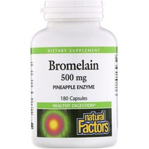네추럴팩터스 브로멜라인 500mg 파인애플 엔자임 캡슐, 180개입, 1개