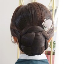 살롱드메리 꽃방울B 가발 가채 가모 한복 혼주 올림머리 똥머리 한복머리장식, 브라운