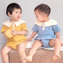 [당일배송]아기 포인트 카라 여름 반팔 바디 수트 외출복