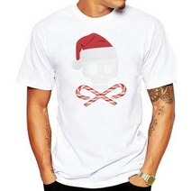 크리스마스 해골과 십자가 사탕 지팡이 산타 블랙 소프트 주니어 티셔츠 탑 레트로 O 넥 티셔츠, Men white_XS