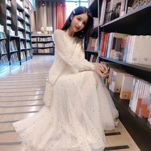 CIUUC 프랑스 작은 스팽글 슈퍼 요정 스윙 긴 소매 콘돌 벨트 드레스 2022 봄 새로운 긴 투피스 세트