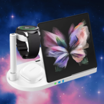 삼성 갤럭시 무선 고속 충전기 갤럭시워치 5 플립 버즈 아이폰 애플워치 3IN1 멀티 충전 거치대 맥세이프, 삼성 - 블랙