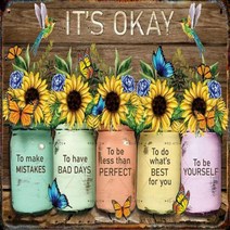 미니간판 안내표지판 도어사인 Vintage Sunflower Metal Poster Signage Tin Painting Plaque Home Garden Farm Modern W, 7.7 - 20x30cm