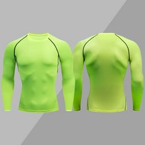 가성비전기자전거 전기전동자전거 남성용 압박 티셔츠 타이트 러닝 조깅 운동 스포츠웨어 긴 소매 러쉬, 13 B-GreenYellow, 04 XL Fit ( 76-83 Kg )