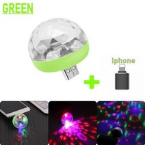 노래방 미러볼 싸이키 레이저 조명 LED USB 디스코 DJ 가족 파티 클럽 무대 램프, 1PCS, GREEN Iphone