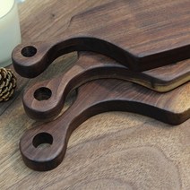미목 월넛 통원목 손잡이 플레이트 빵 수제 나무 도마 서빙보드/빵도마, 1개, 내츄럴 중(400X130X25mm)