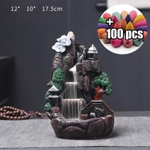 향로 향 피우기 받침대 산 버너 수지 폭포 역류 연기 홀더 아로마 테라피 수공예품 홈, 100개 d