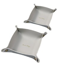 론조모니 다용도 악세사리 보관 수납 가죽 트레이 정리함 2개, 회색(대+소)