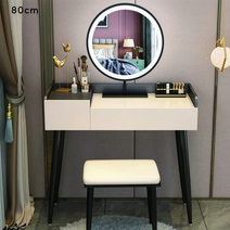 북유럽 화이트 럭셔리 서랍형 공주 화장대 의자 세트 스탠드 수납 거울 A880-A3, 80cm