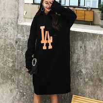 피앤비 요밈 기모 후드원피스 오버핏 루즈핏 후드 롱니트