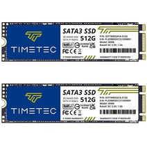 Timetec 512GBx2 (2팩) SSD 3D 낸드 TLC SATA III 6Gb/s M.2 2280 NGFF 256TBW 읽기 속도 최대 550MB/s SLC 캐시 성능 향상, TLC 512GB (2 pack)