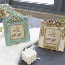 정사각 엔틱프레임 화사한 탁상용액자 네컷사진액자 결혼선물 앤틱소품, 앤틱민트