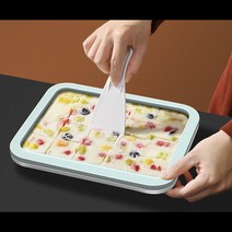 스테인리스 스틸 철판 아이스크림팬 아이스크림 메이커 주걱2개포함, 그린