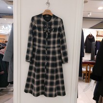 [행복한백화점][앤디스클라인]네크 훌 그린체크 원피스a2lco601