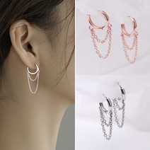 투비큐디 S925실버 심플볼드 더블라인 원터치 귀걸이