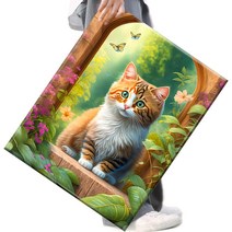 FASEN 액자 보석십자수 캔버스형 DIY 키트 40 x 50 cm, 1세트, FAN124.귀여운 고양이