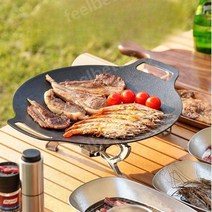 주물 그리들팬 가마솥뚜껑 안성주물 무쇠 불판 솥뚜껑 삼겹살 고기 캠핑 인덕션 대형, D.33cm화이트 팬+손잡이+보관가방