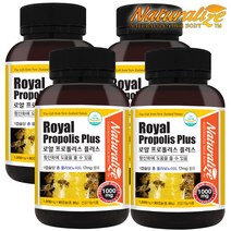 네추럴라이즈 뉴질랜드 로얄 프로폴리스 1000 플러스 1000mg 90캡슐 4병 12개월분 대용량 항산화 영양제 로얄제리, 4개, 90g