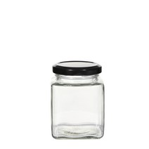 캔들 용기 블랙 뚜껑 사각 글라스 200ml/잼병 유리병