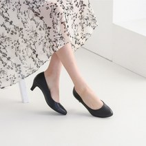 여성 미들힐 여성화 가죽 발편한 구두 5cm