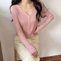 [] 여자 봄 가을 나들이룩 학생코디 크롭 골지 물결 가디건