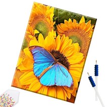 SHEXIU 3D 원형 보석십자수 캔버스액자 DIY 키트 50 x 40 cm, SX014  해바라기5x1세트