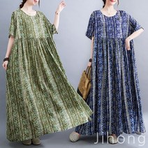 지홍 여름 루즈핏 박시 롱원피스 빅사이즈 오버핏
