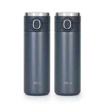 클리나 (2개세트)클리나 엣지 스마트 온도표시 원터치 텀블러 보온보냉병 420ml, 카키 1개 + 그레이 1개