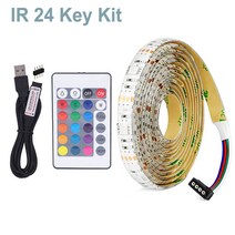 2구 3구 5구 8구 멀티탭 IP65 방수 5M SMD 5050 RGB LED 조명 스트립 USB 램프 유연한 테이프 TV 배경 홈, 01 IP20 No Waterproof_02 2 M, 02 White PCB IR24 Key