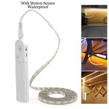 무선센서등 붙이는조명 led 캐비닛 모션 센서 1m 2m 3m under bed 계단 테이프 방수 5v usb led 주방, 충전식 IP65, 따뜻한 화이트