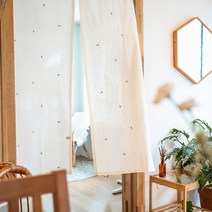 유트러스 바란스커튼 광목 미니 문 베란다 벽 가림막커튼 자수 가리개