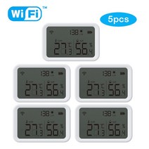부품 스마트 와이파이 온도 및 습도 센서 럭스 라이트 감지기 포함 실내 알렉사 지원 Tuya, 05 5pcs