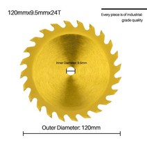 원형톱조기대 XCAN 목재 절단용 원형 톱날 티타늄 코팅 절단 디스크 24T 카바이드 팁 TCT 120mm, 1.120x18x95x24T