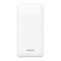 코끼리 듀얼 슬림팩 10000mAh 보조배터리 USB 2포트 + C타입 숏케이블 포함, 화이트, KPB-S10000R2A