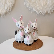 발리 핸드메이드 목각 토끼 인형 3세트 빈티지 소품 인테리어 장식